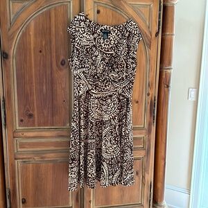 Brown and beige print dress